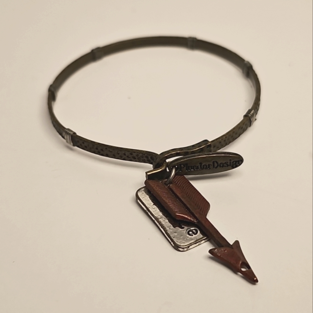 Plunder Design Fashion Jewelry “Fierce” Charm Metal Bangle Bracelet